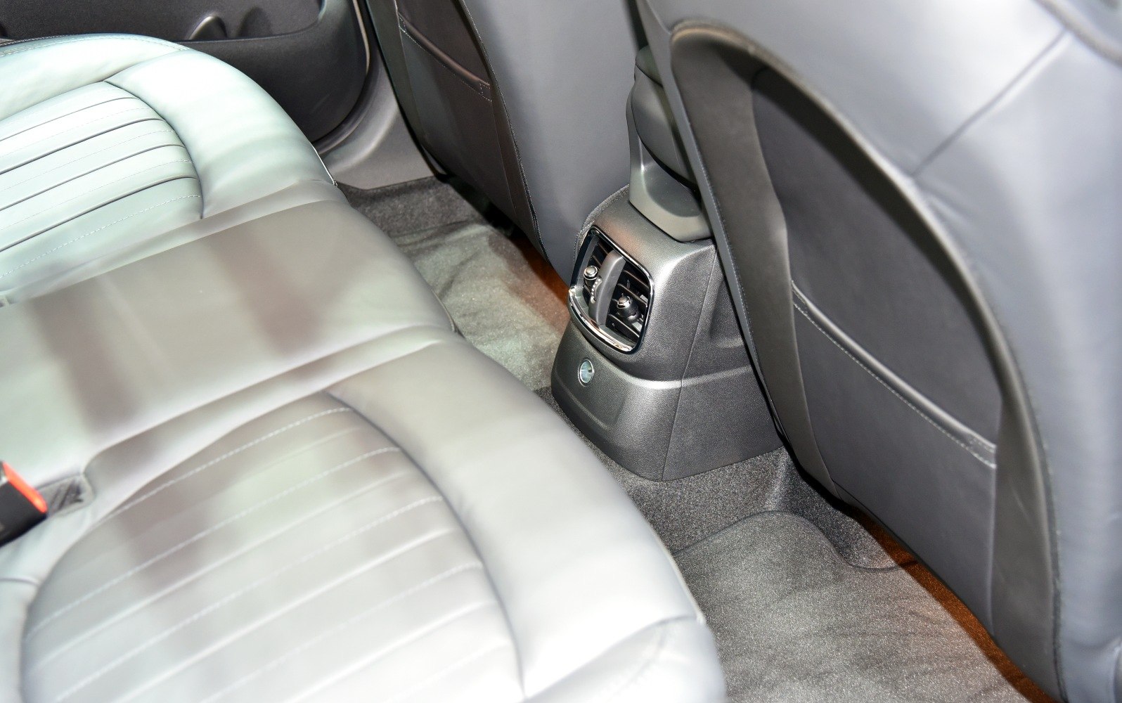 Rear seat and central air vents in car interior