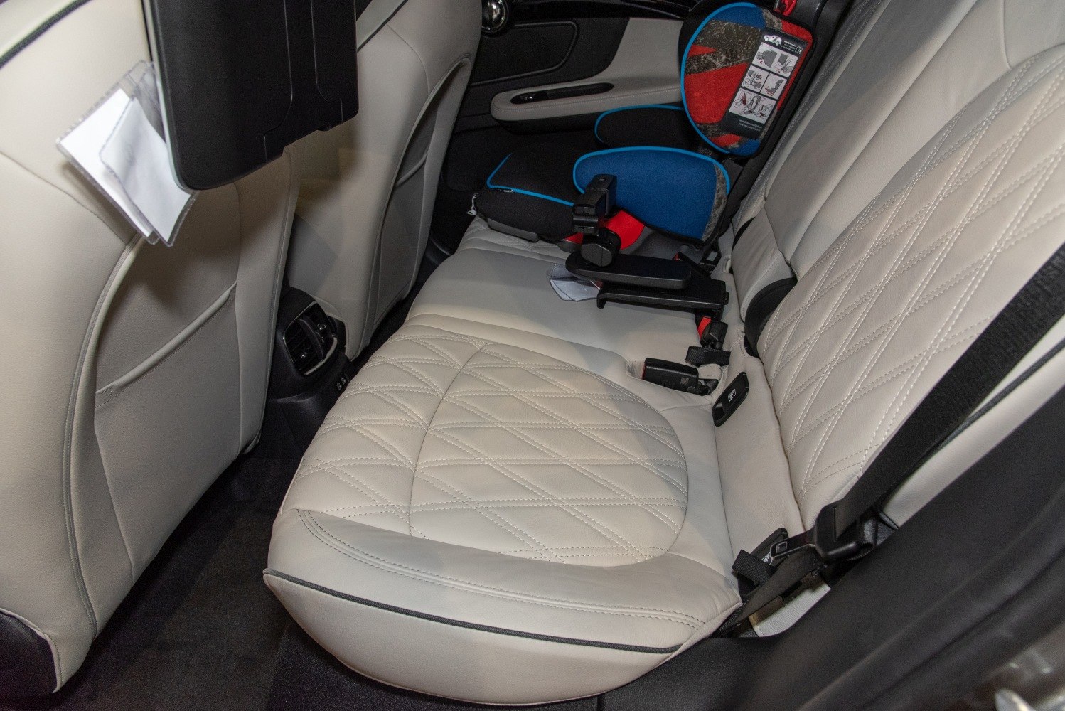 Rear leather seats with child car seat