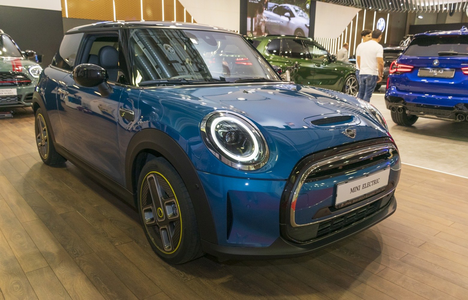 Front view with LED headlights and distinctive alloy wheel.