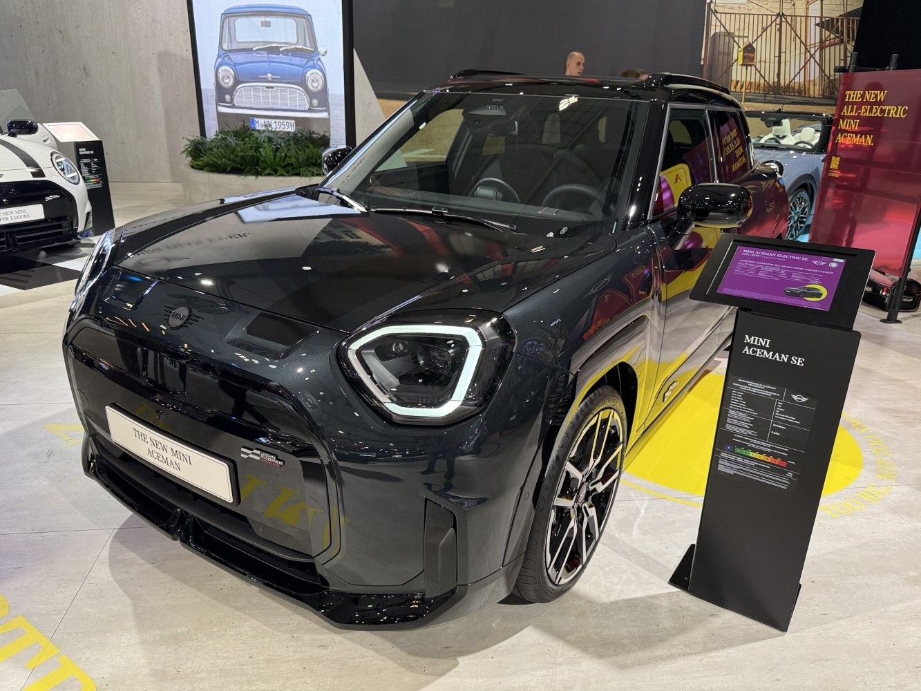 Front view of an electric SUV with LED headlights and sleek black finish