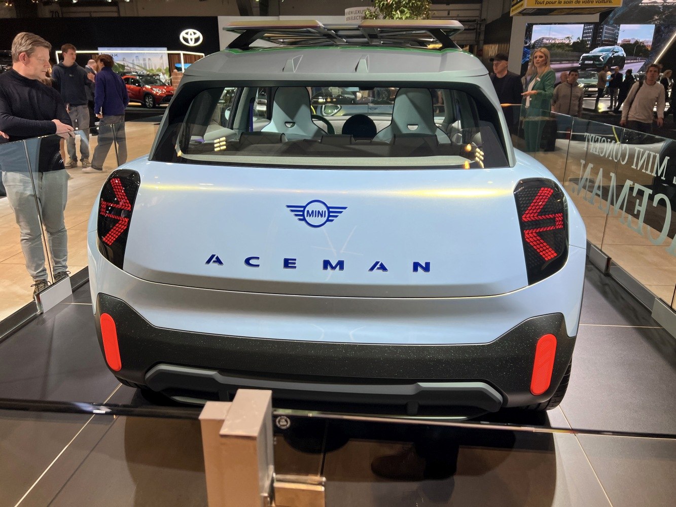 Rear view with distinctive tail lights and bold rear branding