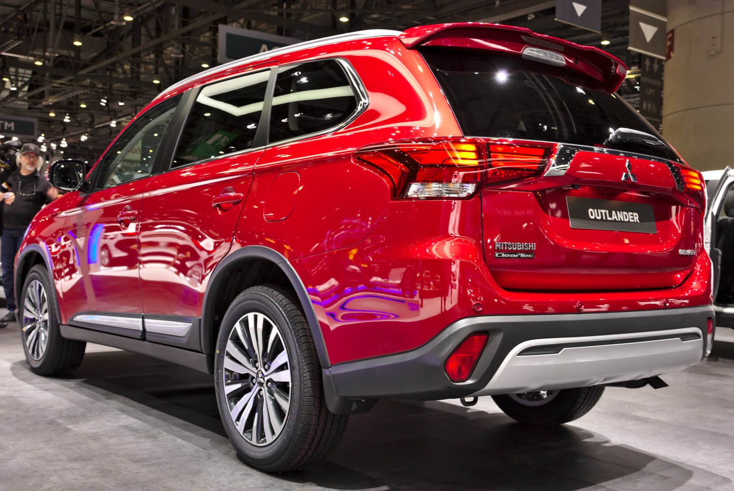 SUV rear view with distinct tail lights and alloy wheels