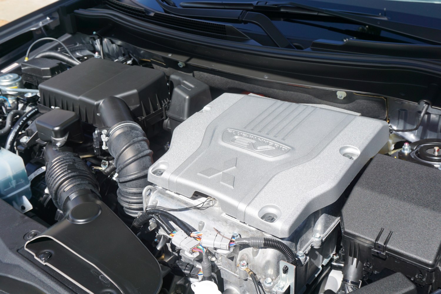 EV powertrain cover and engine bay components wiring and air intake