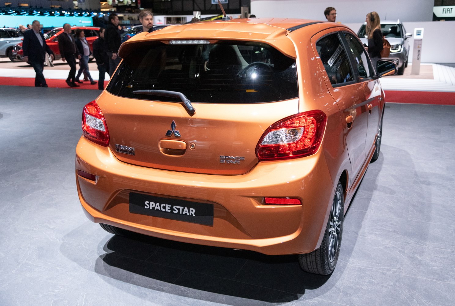 Compact hatchback rear with taillights and rear wiper