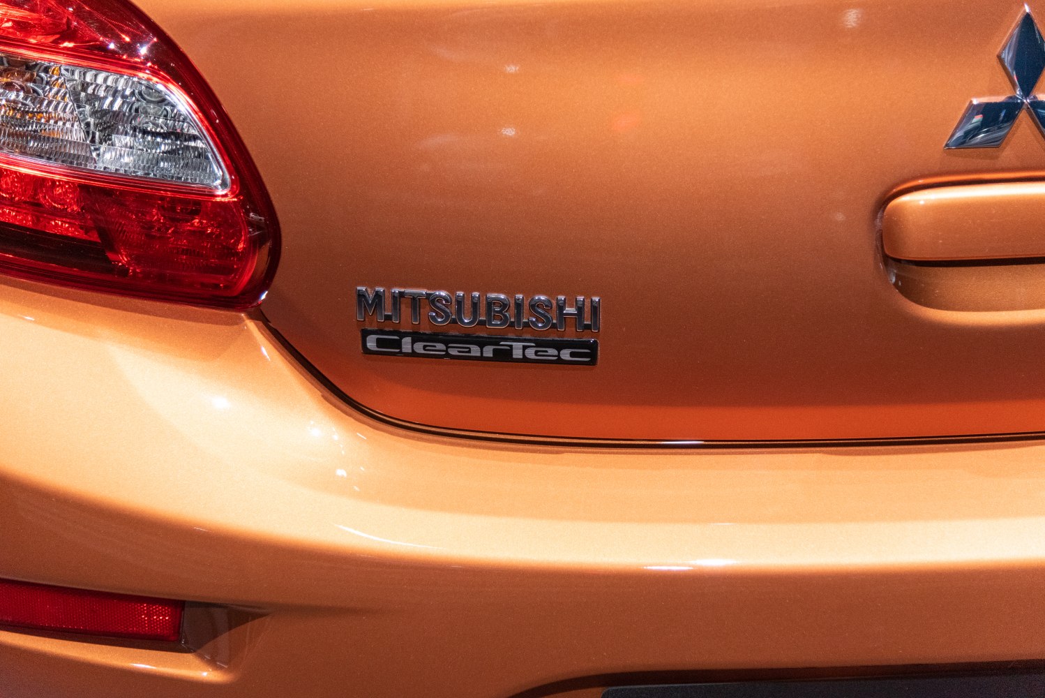 Close-up of rear Mitsubishi Space Star ClearTec badge and tail light