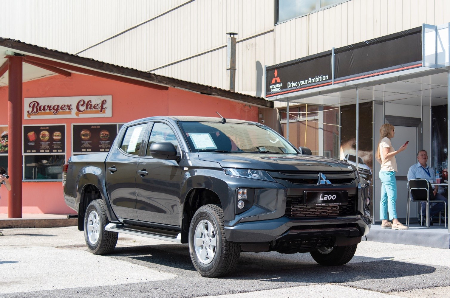 Modern pickup truck front and side view with LED headlights and rugged design