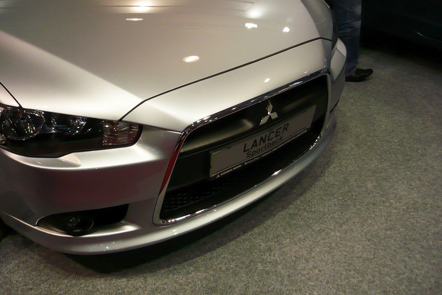 Close-up of the front grill and headlight design