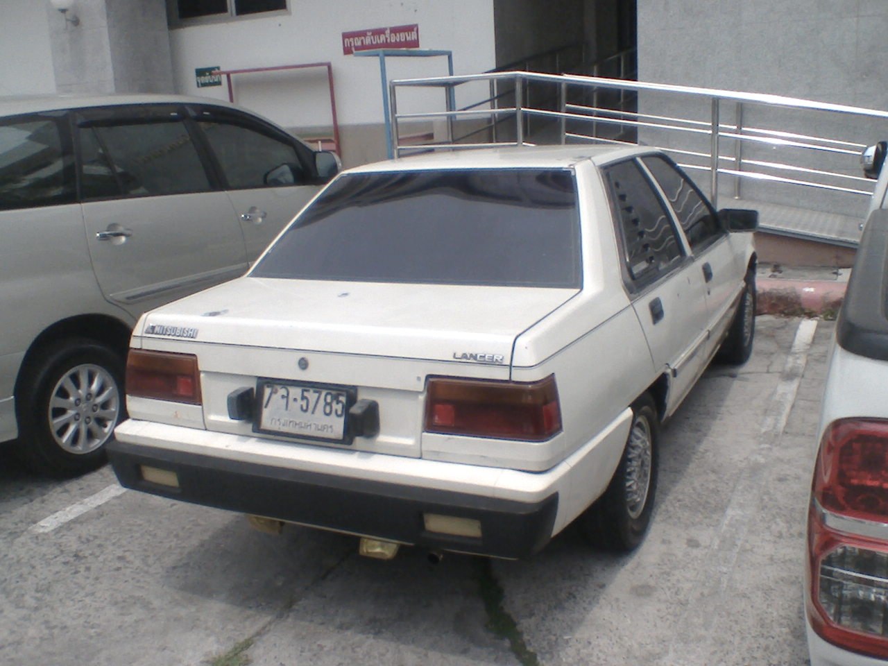 Angular rear with tinted windows and rectangular tail lights