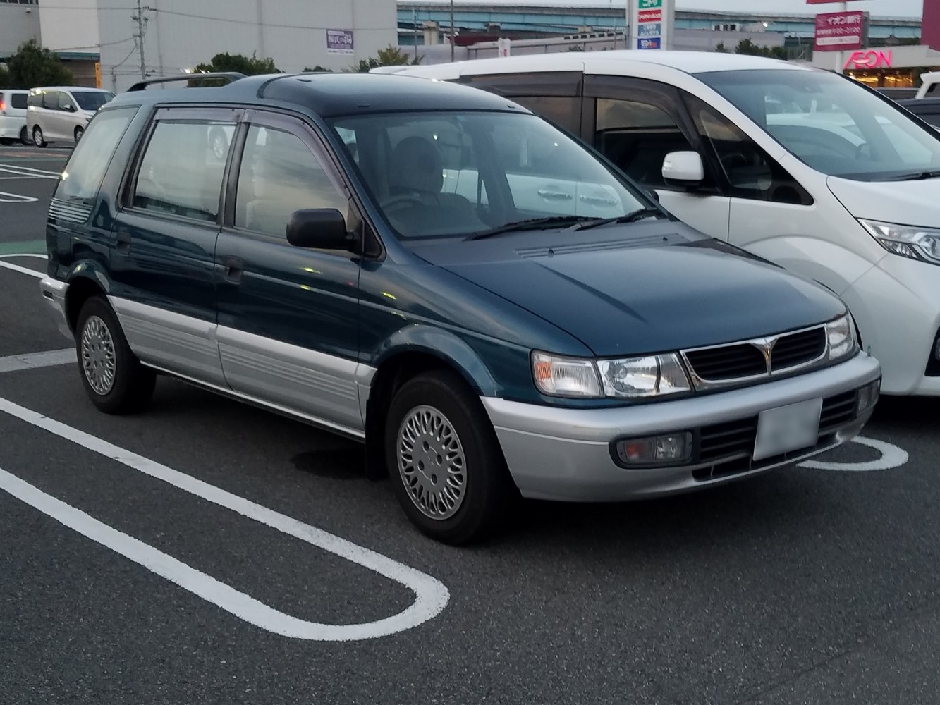 Front and side view of vintage station wagon