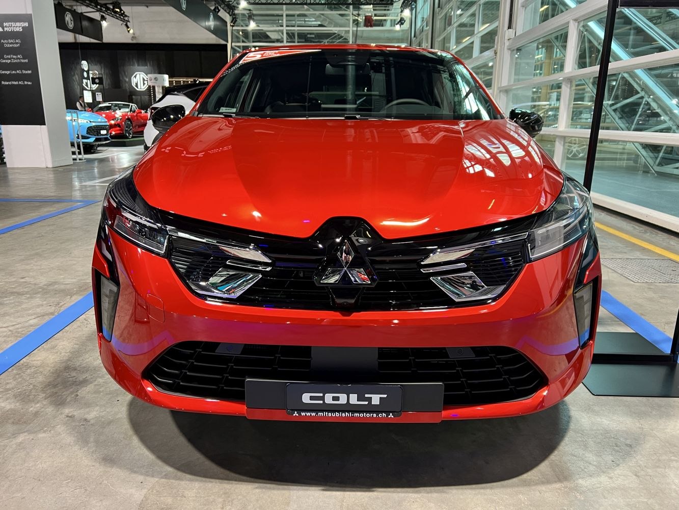 Front view with aggressive grille and LED headlights