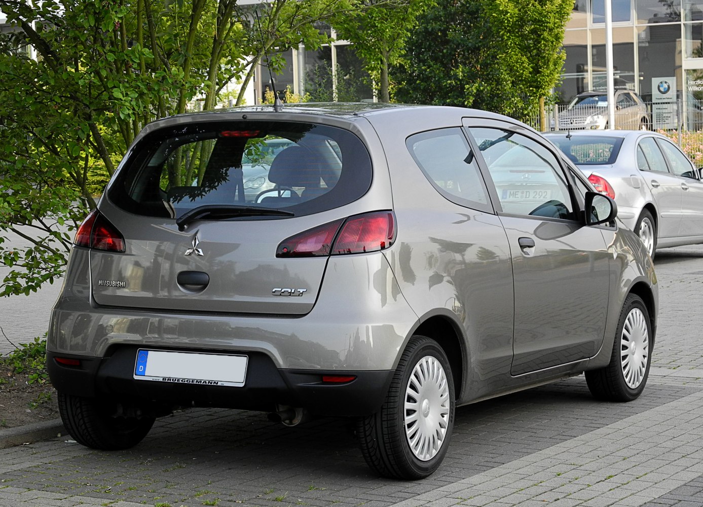 Compact 3-door hatchback rear with unique taillights and smooth contours