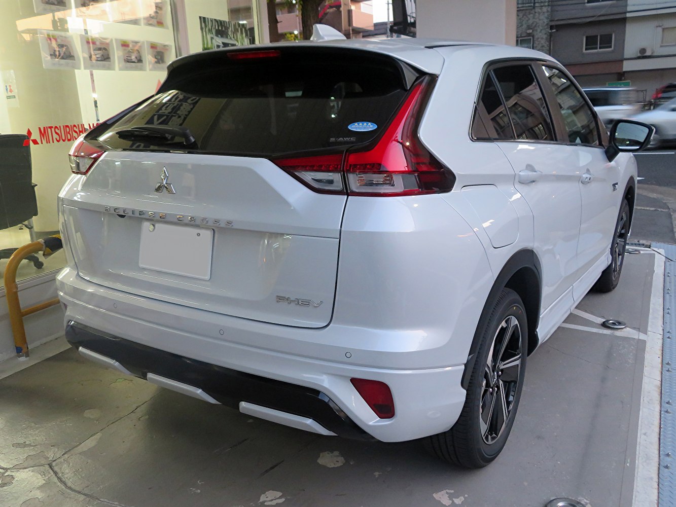 Rear view with modern angular tail lights