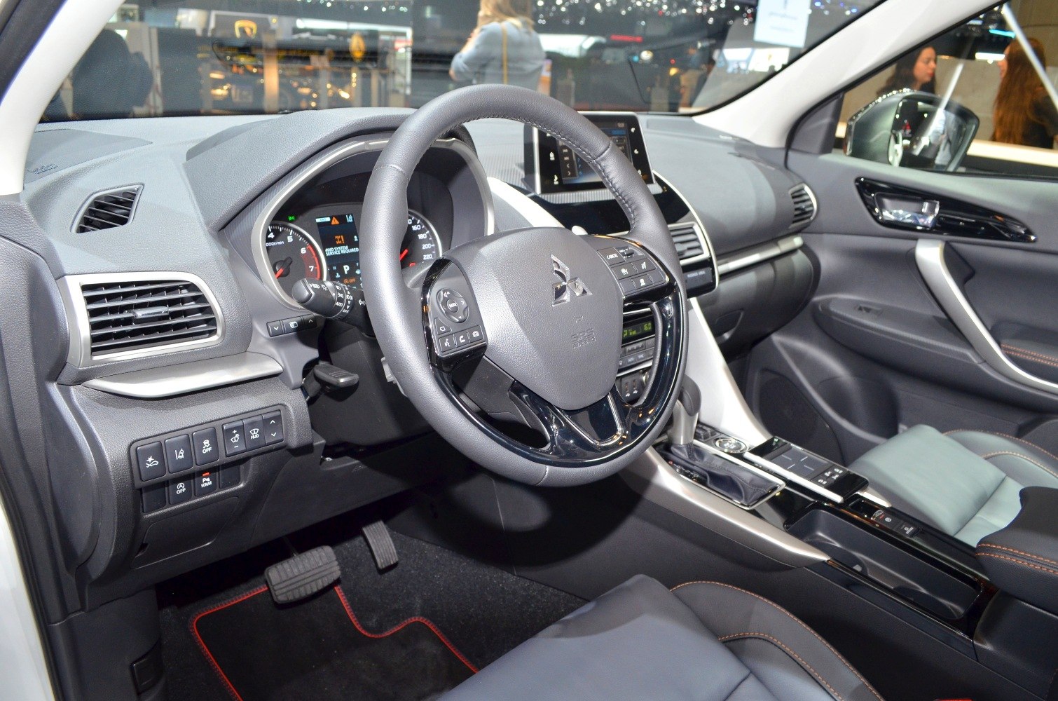 Steering wheel, dashboard, and control panel in car interior