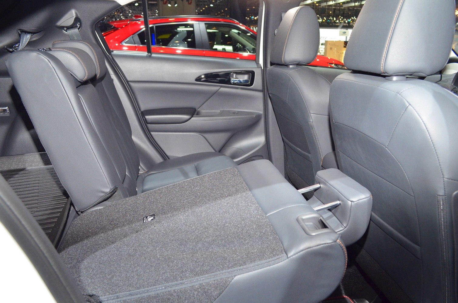 Folded rear seats with spacious black interior