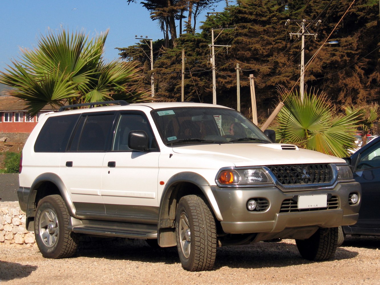 Front-side view with distinct grille and raised wheel arches