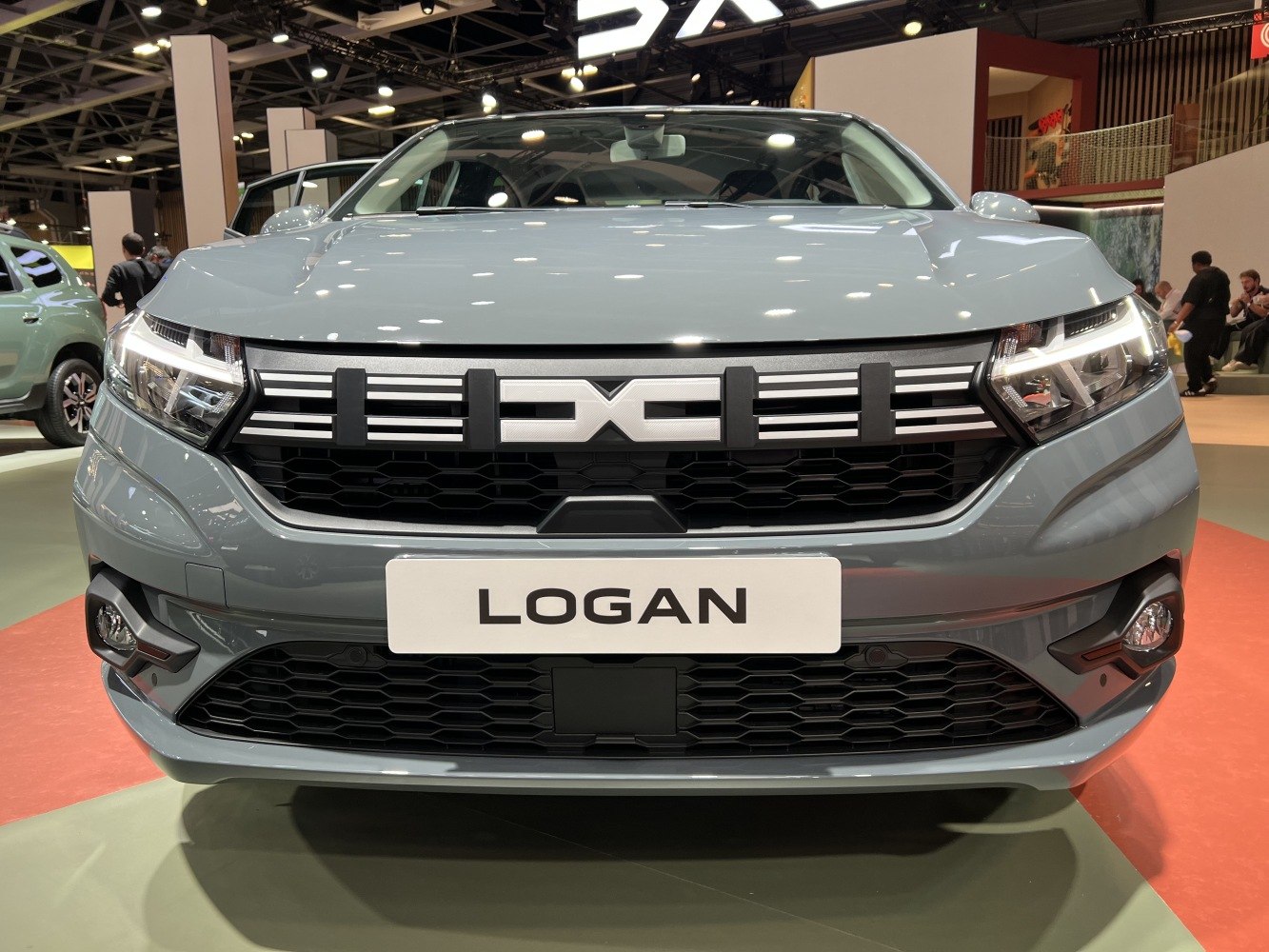 Front grille and LED headlights close-up of a modern sedan