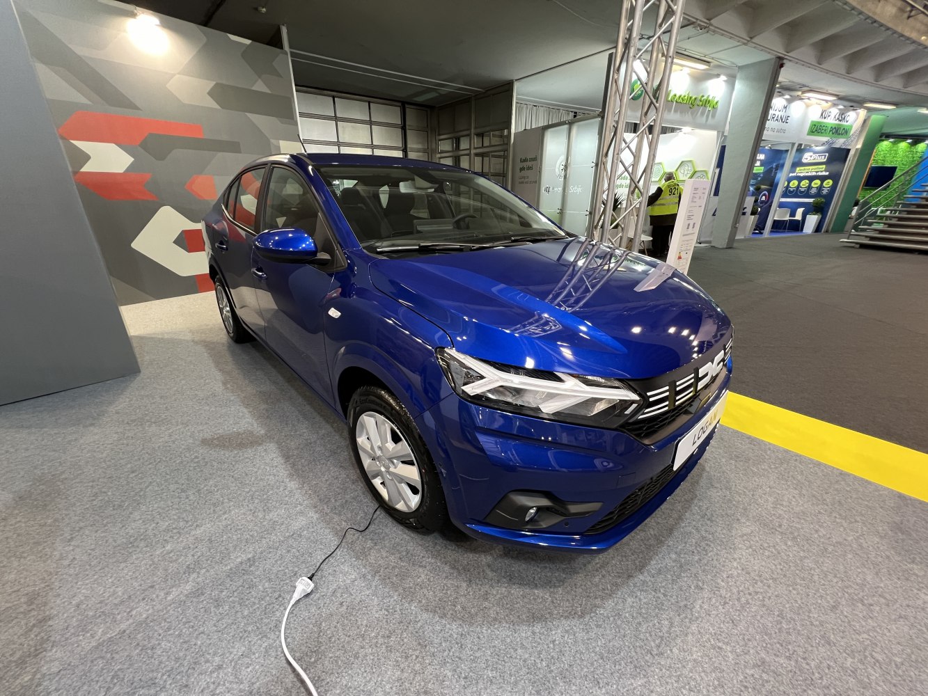 Front view and LED headlight design of compact sedan