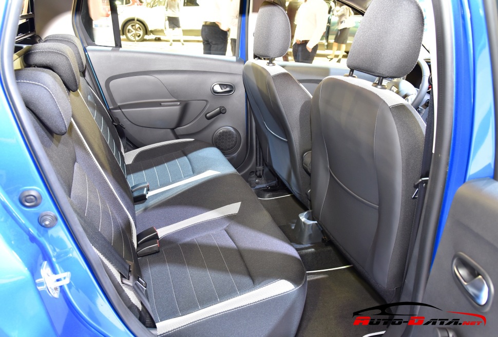Spacious rear seat interior with fabric upholstery and headrests