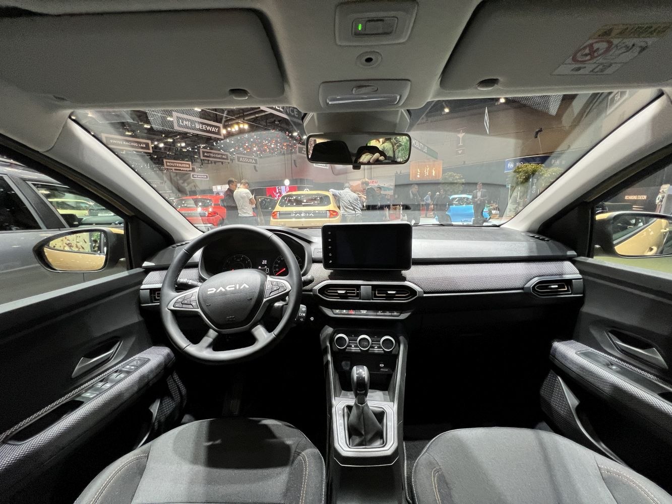 Modern interior with dashboard, touchscreen, multifunction steering wheel