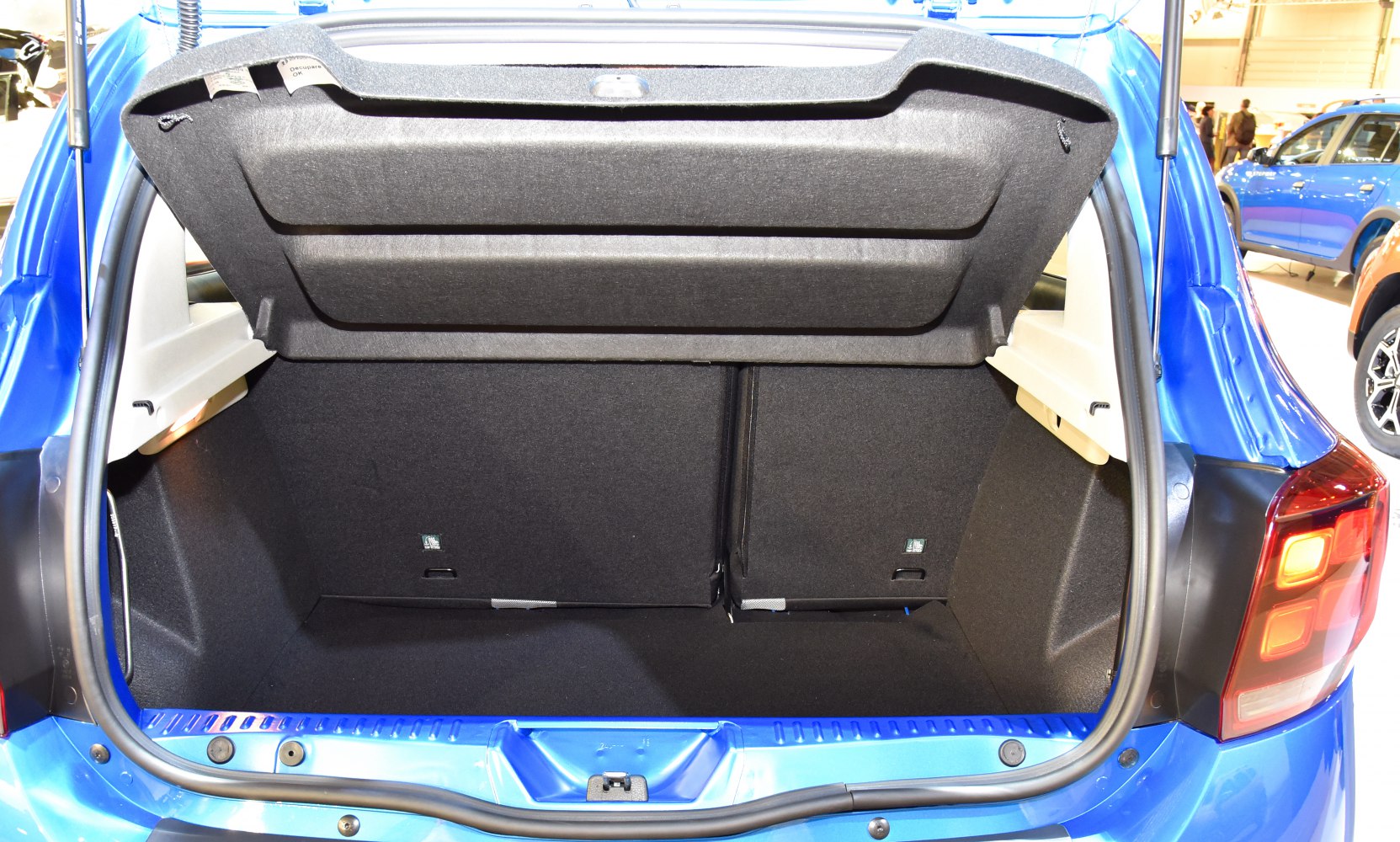 Open rear trunk with foldable seats and spacious cargo area