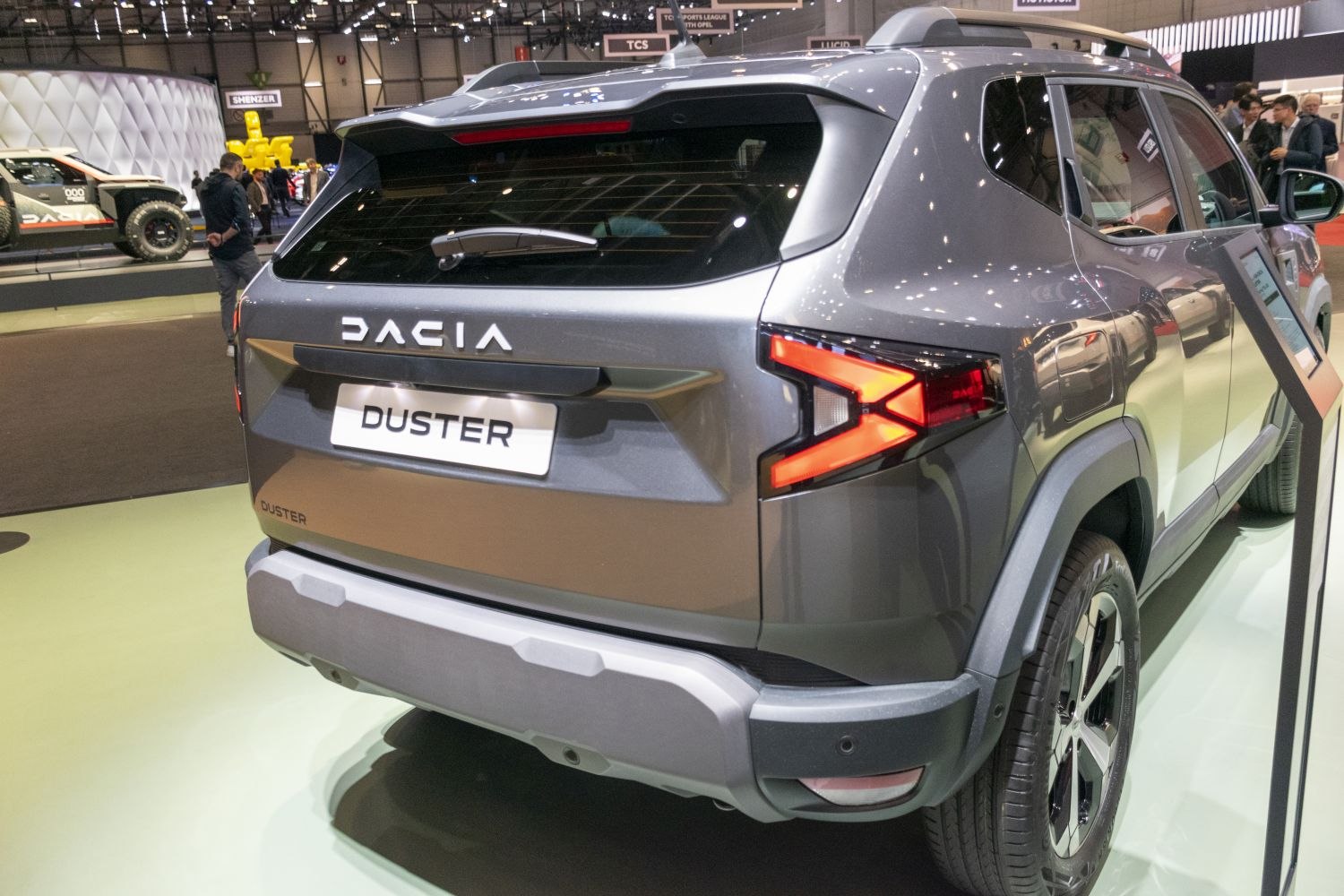 Rear view of SUV with unique angular tail lights and modern rear design