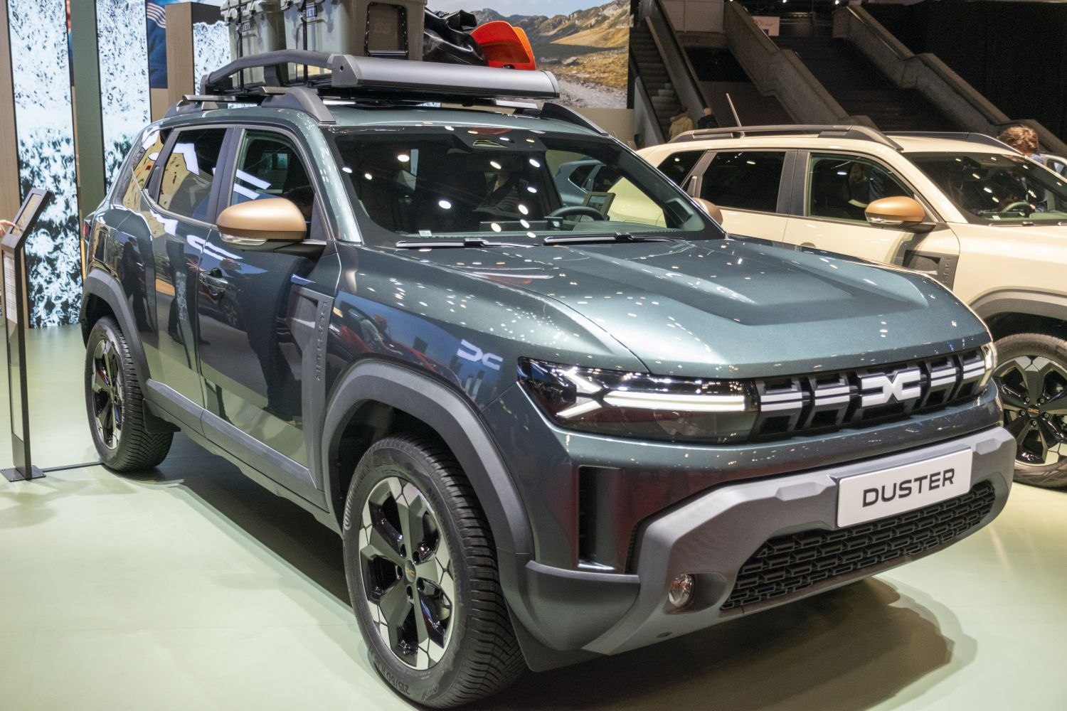 Bold LED headlights with distinctive grille and rugged all-terrain tires