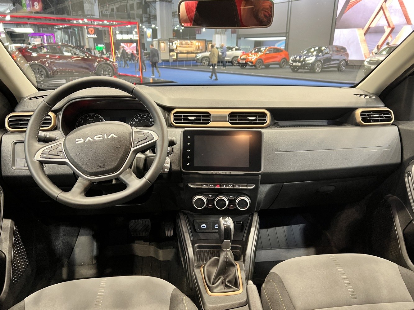 Modern dashboard and multifunction steering wheel with touchscreen display