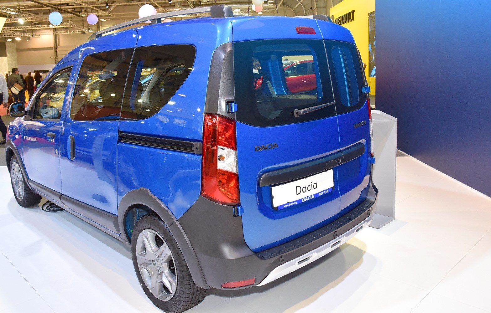 Blue van rear and side with black trim and alloy wheels