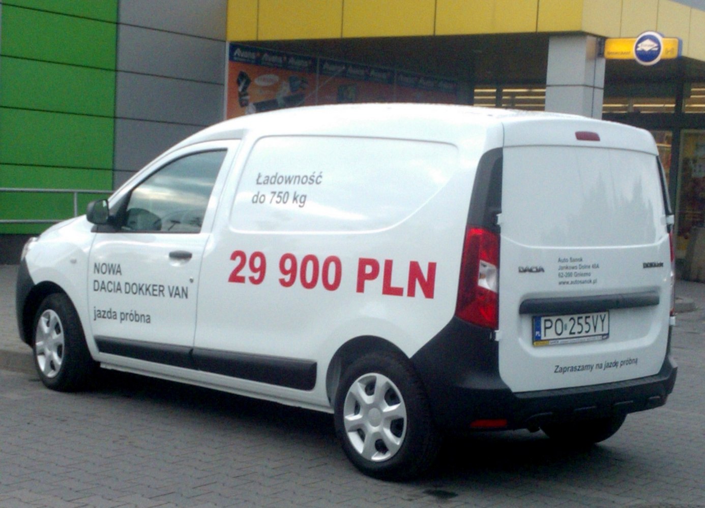 White panel van with 750kg load capacity and promotional price text