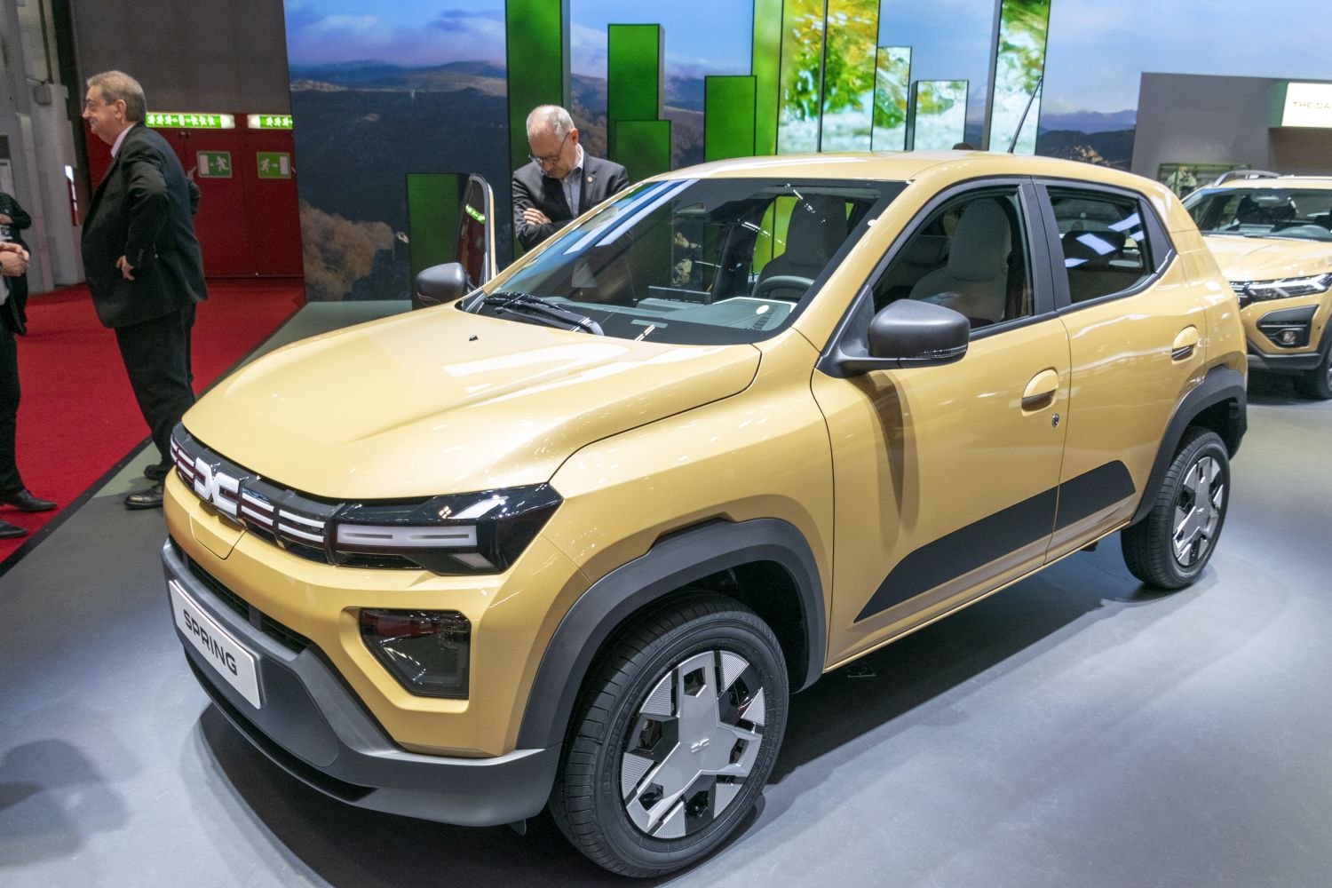 Front view of electric compact SUV with LED headlights and modern design