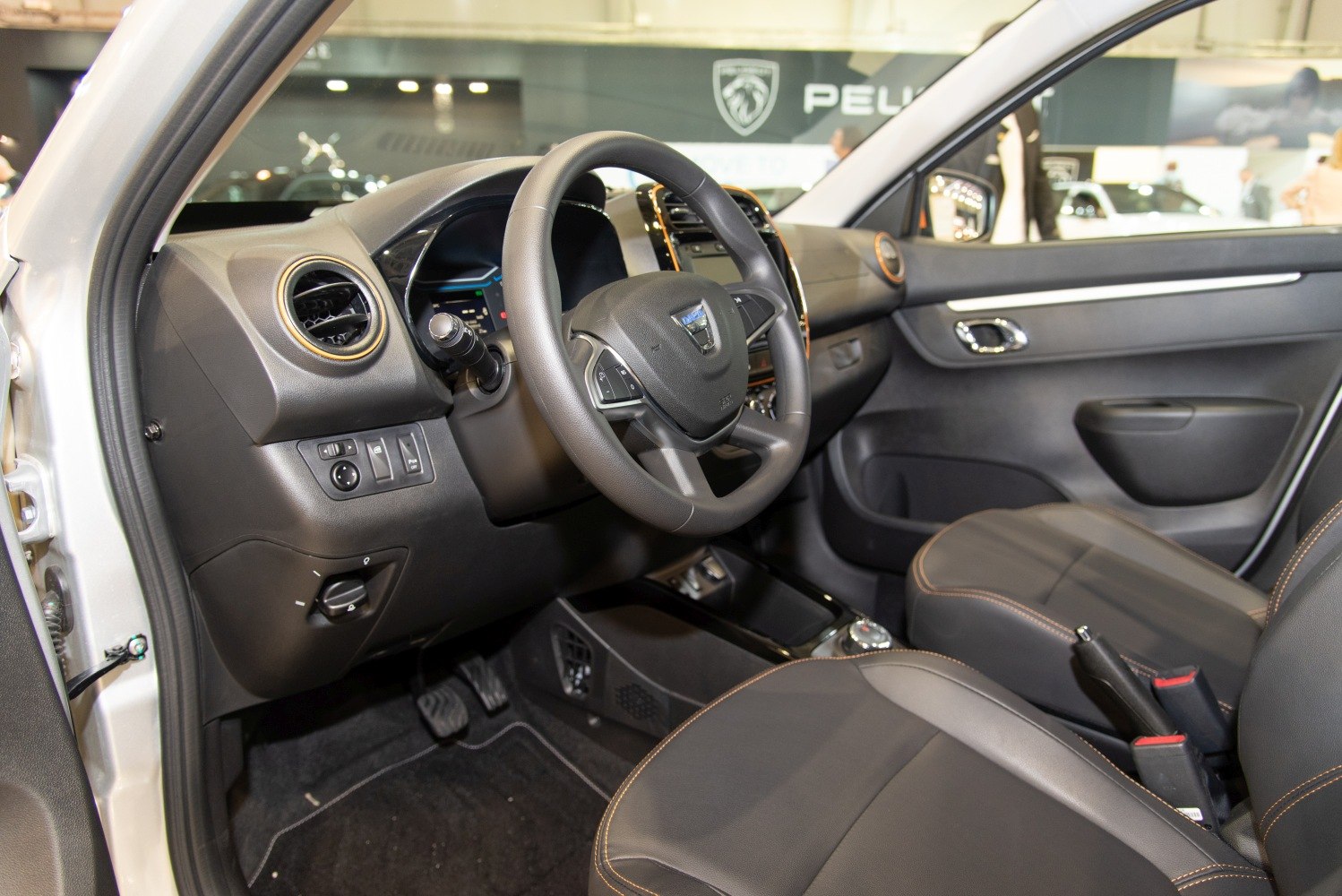 Dashboard and multifunction steering wheel of a modern car interior