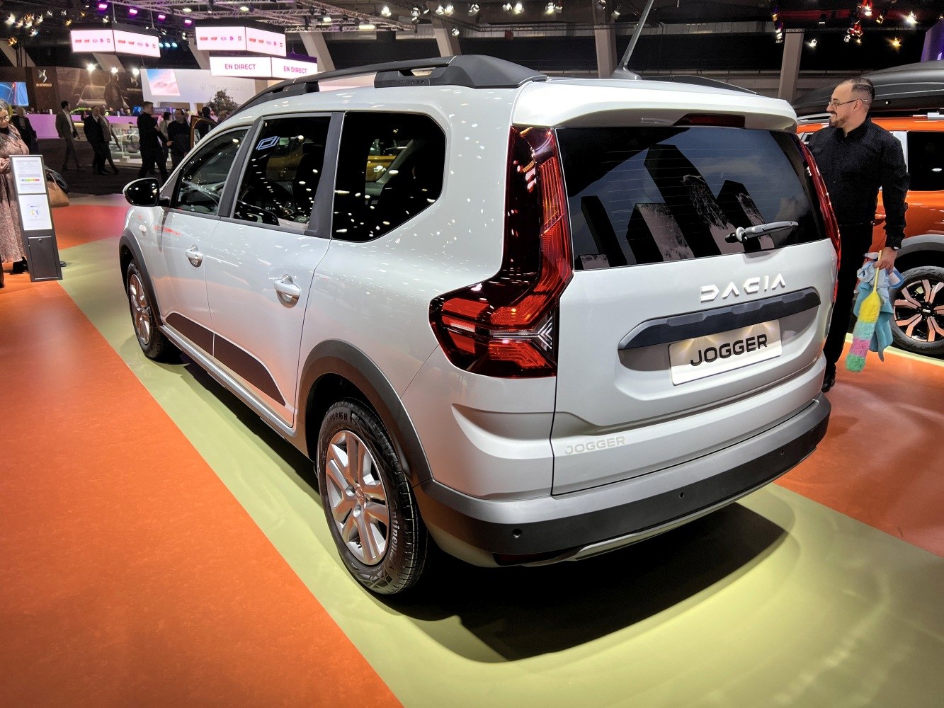 Rear view of modern vehicle with distinct taillights and black trim