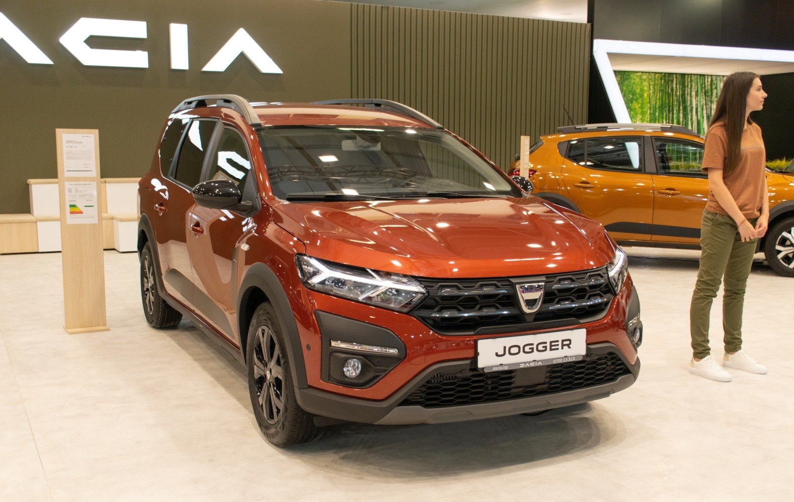 Front view with LED headlights and roof rails