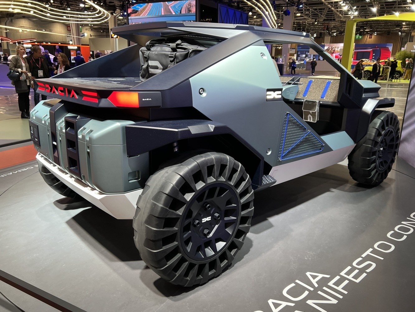 Rugged off-road tires and angular modular open utility design