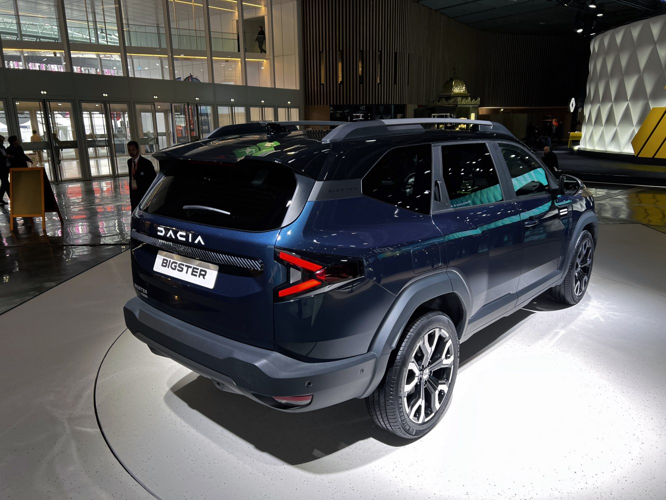 Rear and side profile of modern SUV with LED lights and rugged trim