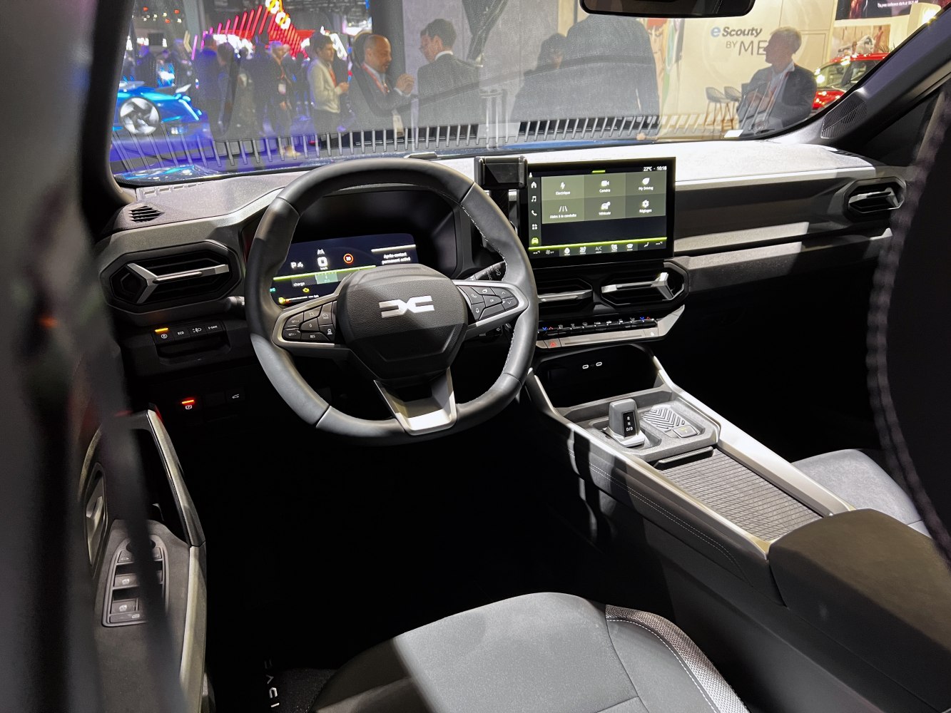 Digital dashboard and large touchscreen in modern car interior