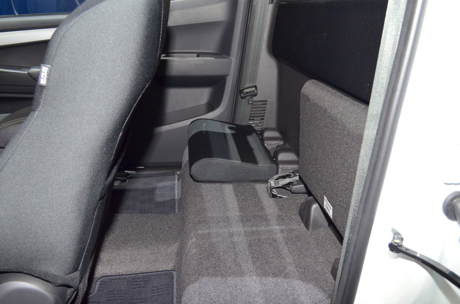 Folded rear seat with spacious legroom in vehicle interior