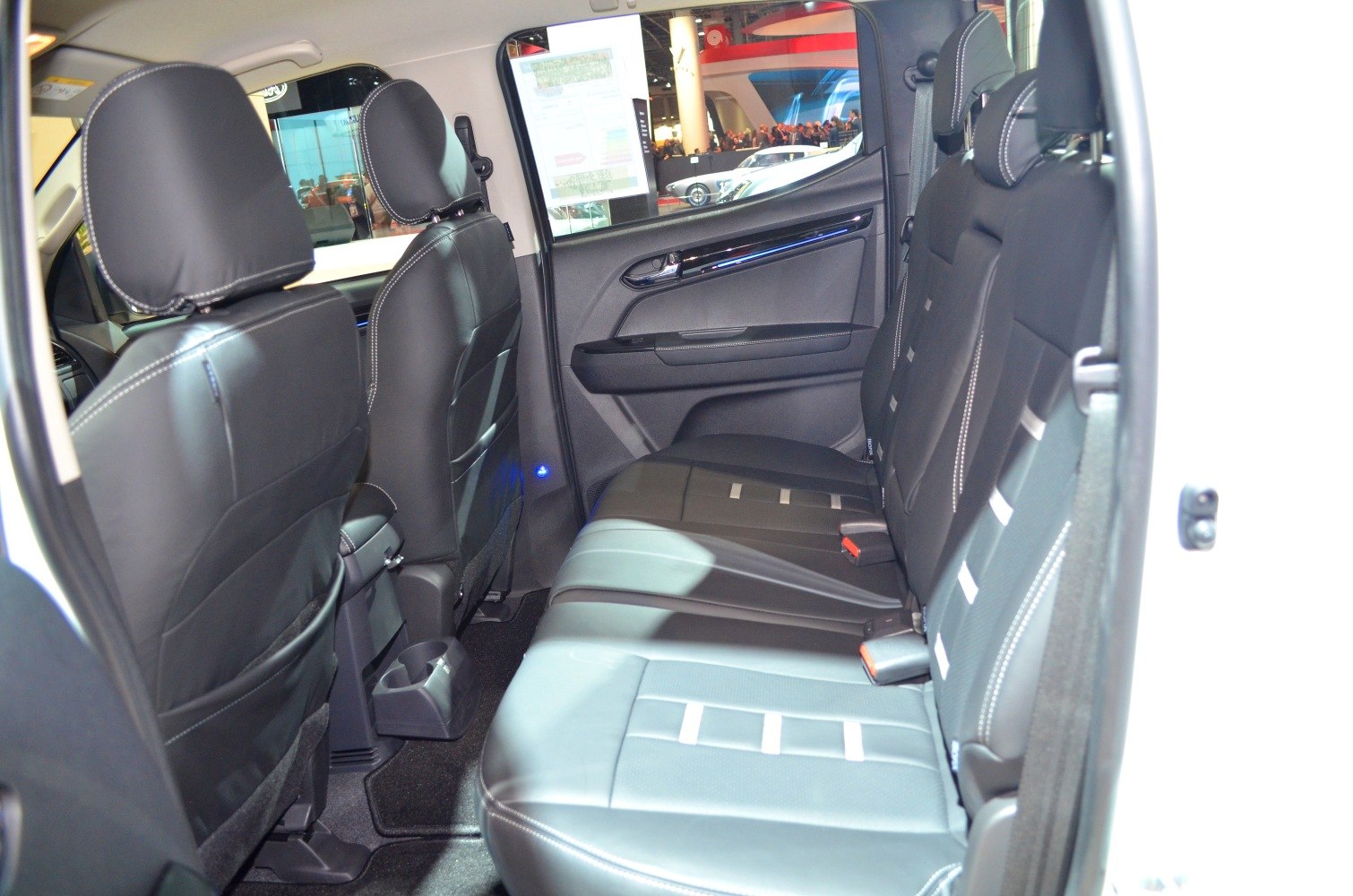 Rear seat interior with leather upholstery and spacious layout