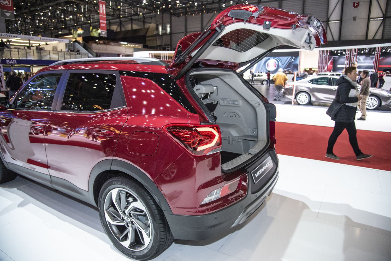 Spacious open trunk and rear view of SUV with modern taillights