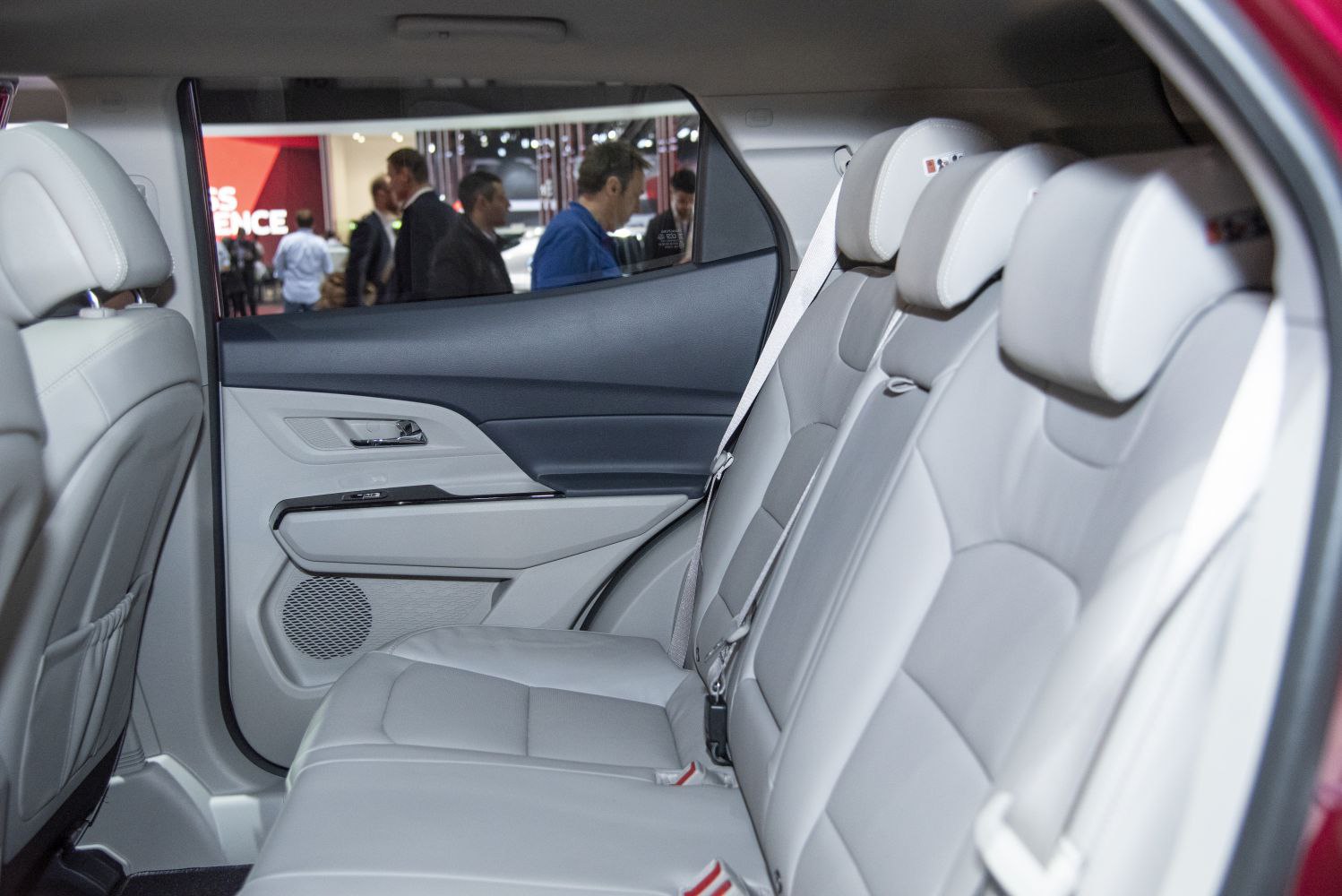 Rear seat interior featuring modern design and leather upholstery