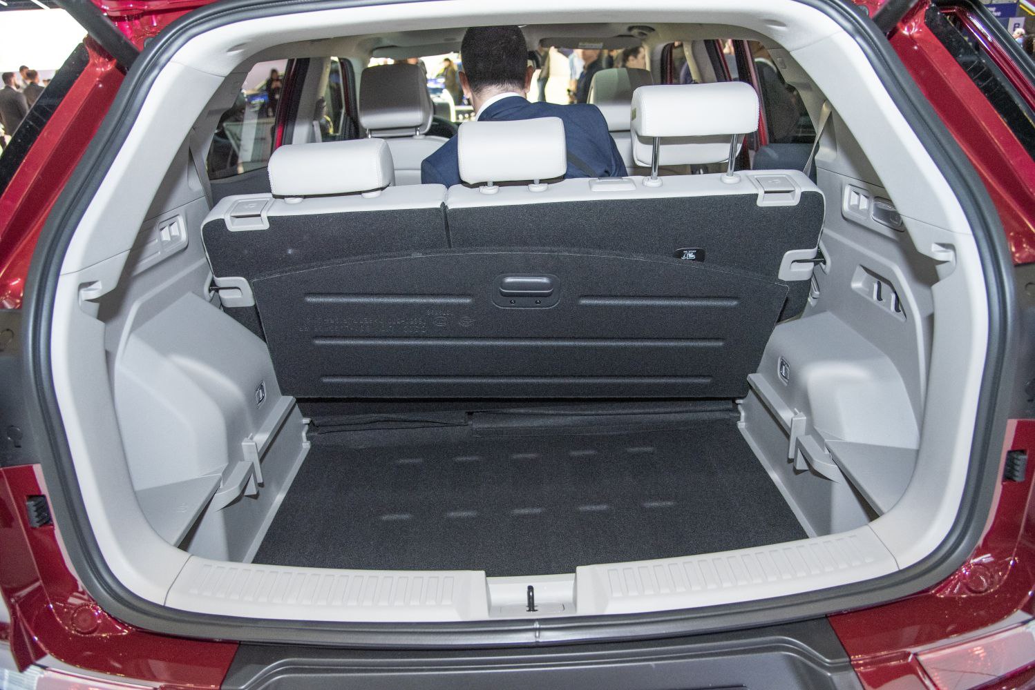 Rear cargo area with split-folding seats in an SUV