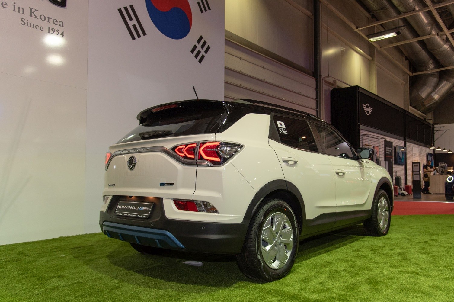 Rear view with distinctive LED taillights and two-tone exterior design