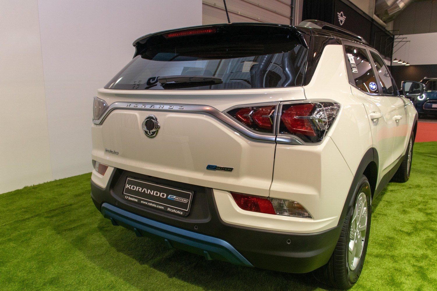 Rear view with distinctive taillights and e-Motion badge