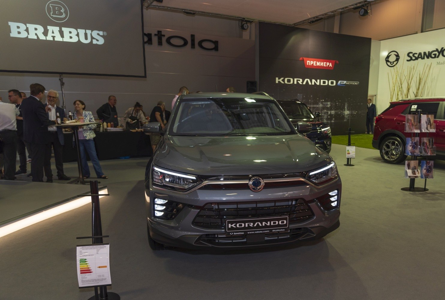 Front view with LED headlights and distinctive grille