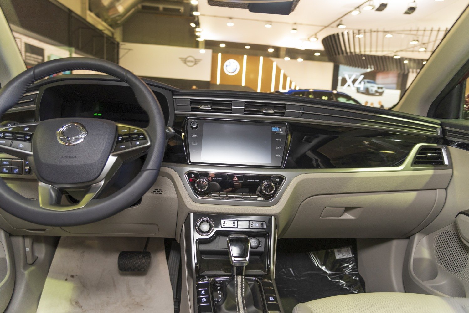 Modern dashboard with touchscreen and automatic gear shift