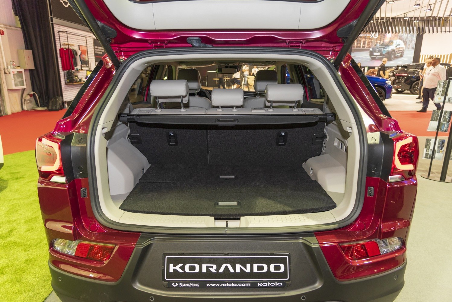 Spacious SUV trunk with rear seats visible and open tailgate