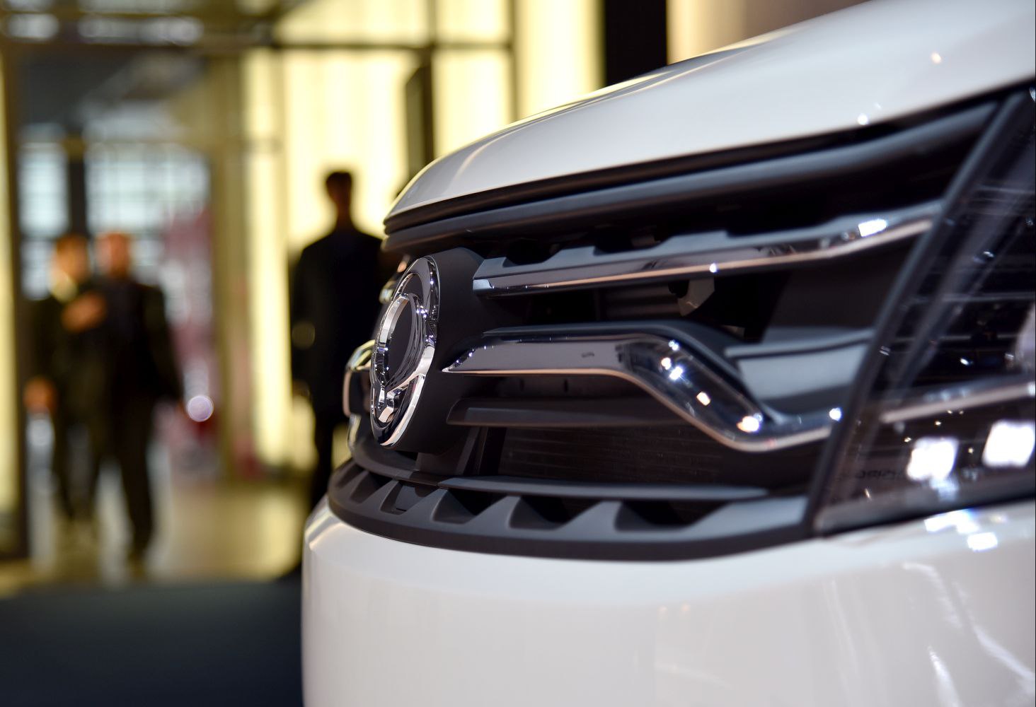 Close-up of front grille with emblem and chrome accents