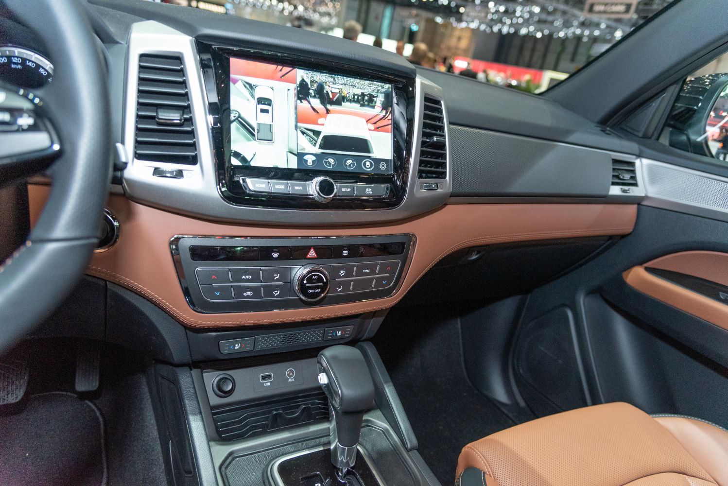 Central console with digital display and climate control panel
