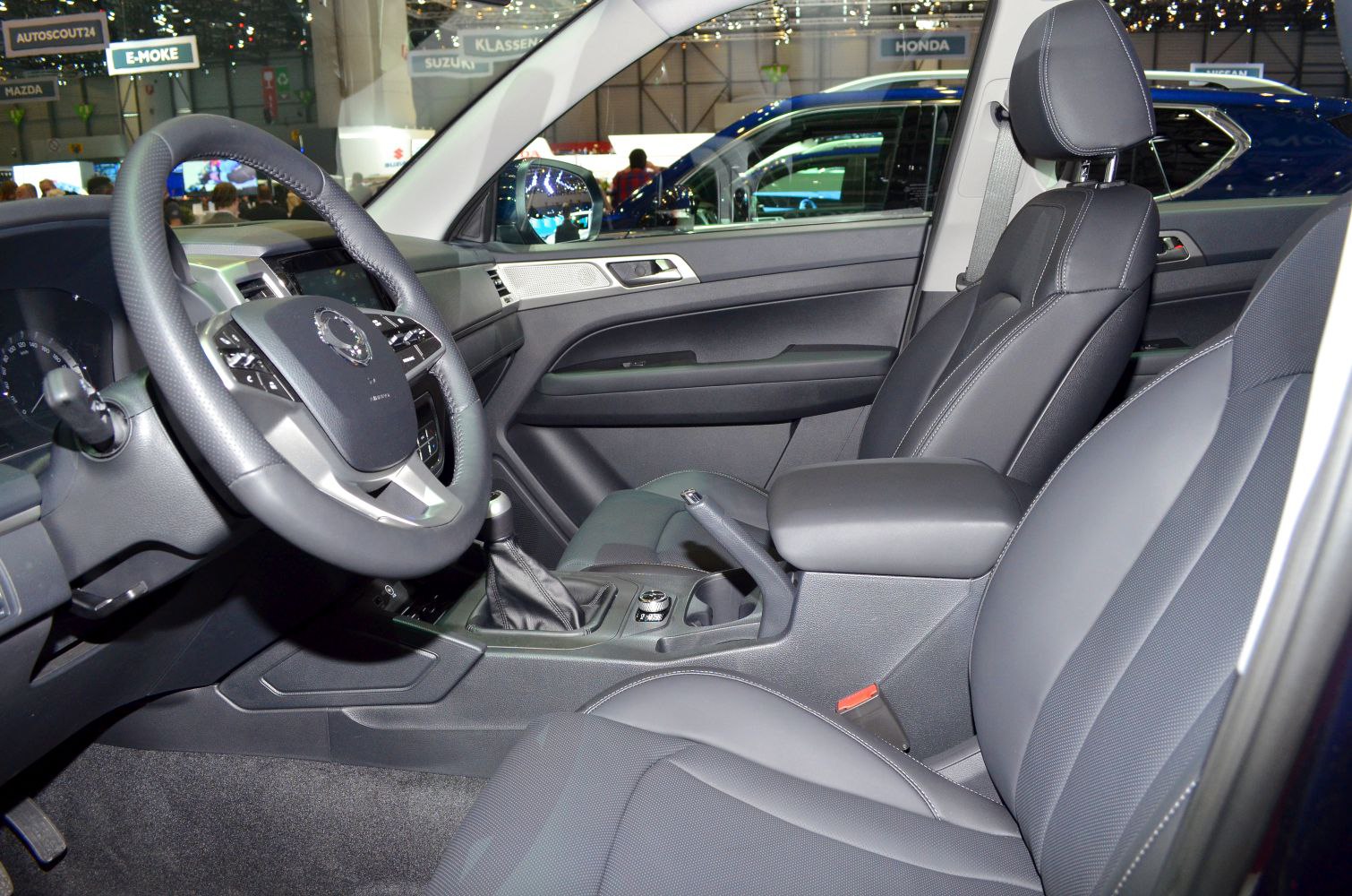 Modern interior with leather seats and advanced dashboard controls
