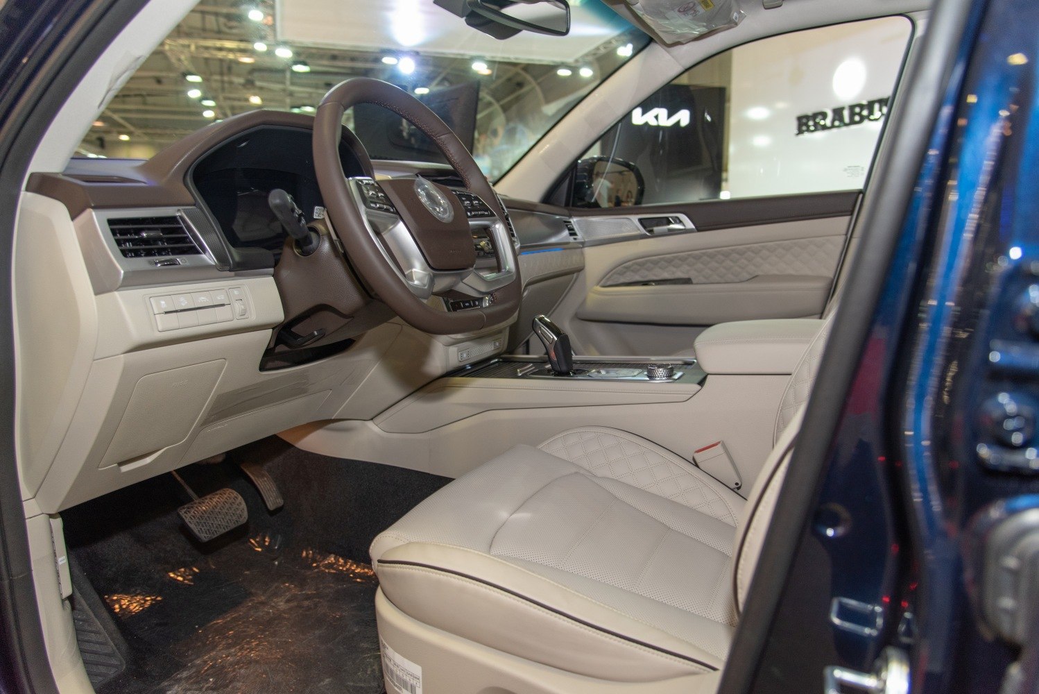 Luxurious leather seats and modern dashboard with advanced controls